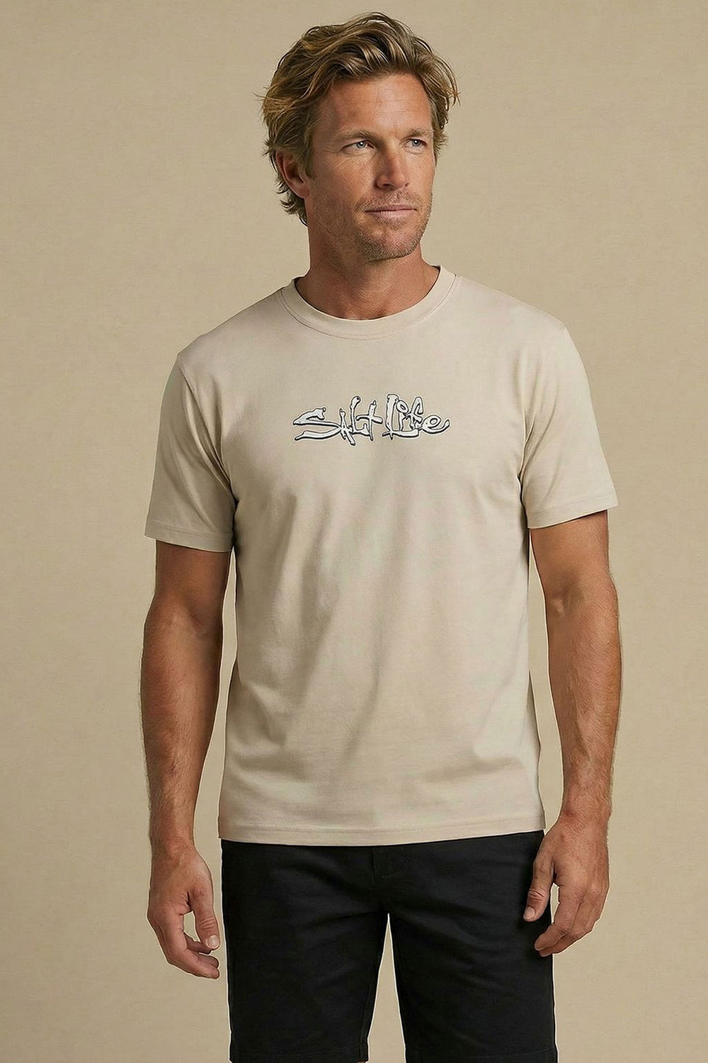 Salt Life Hooked for Life Men's T-Shirt Ecru