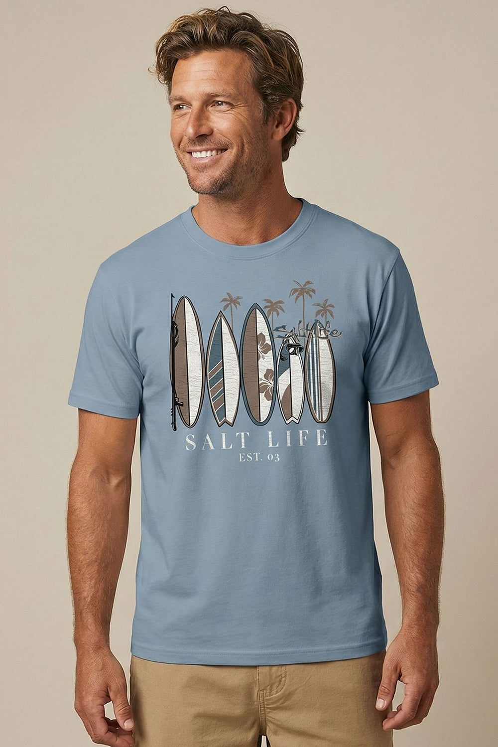 Salt Life Vintage Surfboards Men's T-Shirt Light Blue