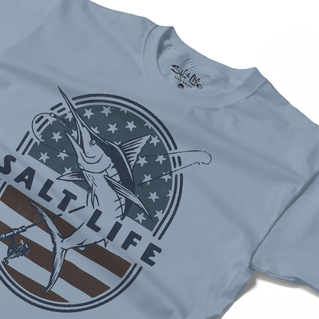 Salt Life Salty & Proud Retro Men's T-Shirt Light Blue