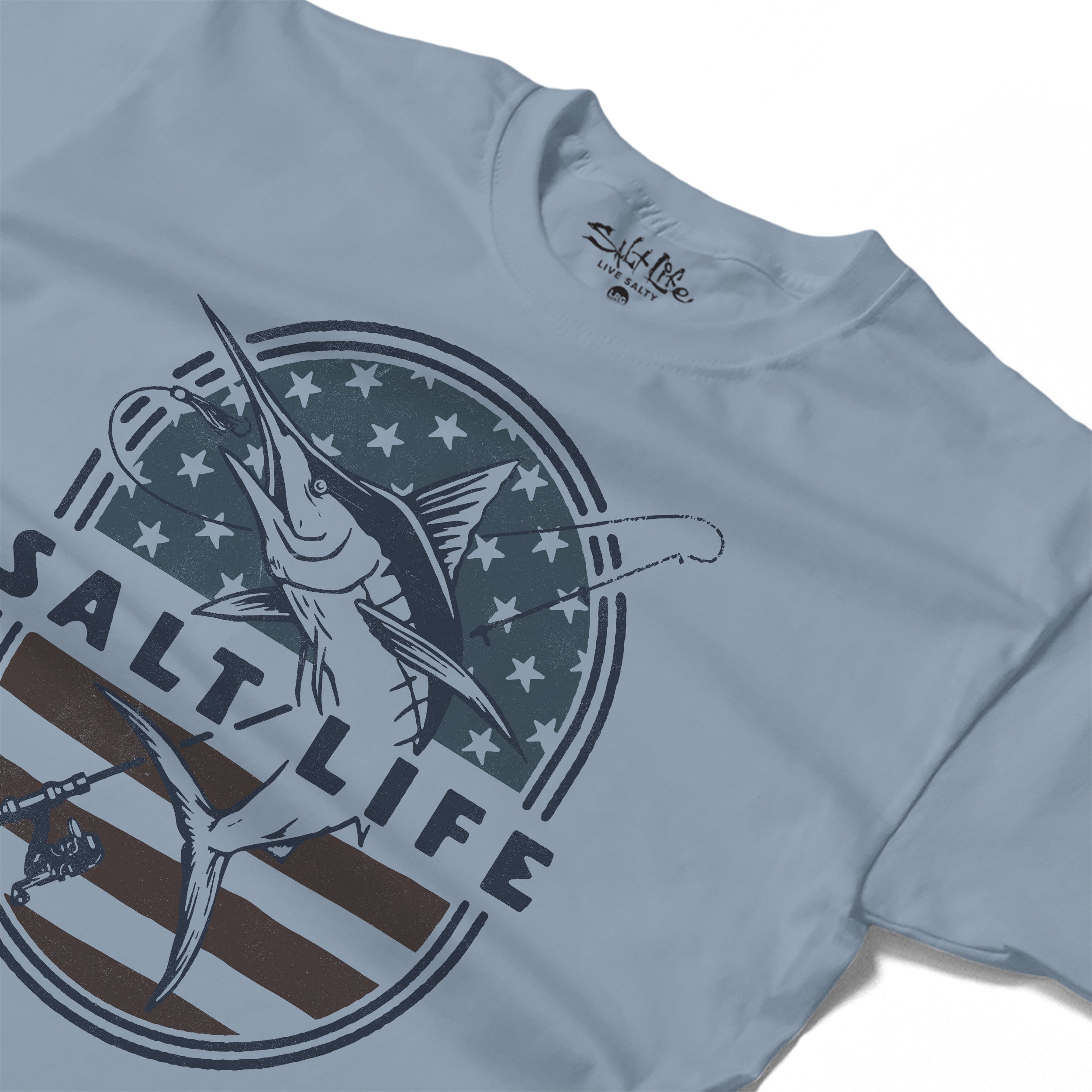 Salt Life Salty & Proud Retro Men's T-Shirt Light Blue