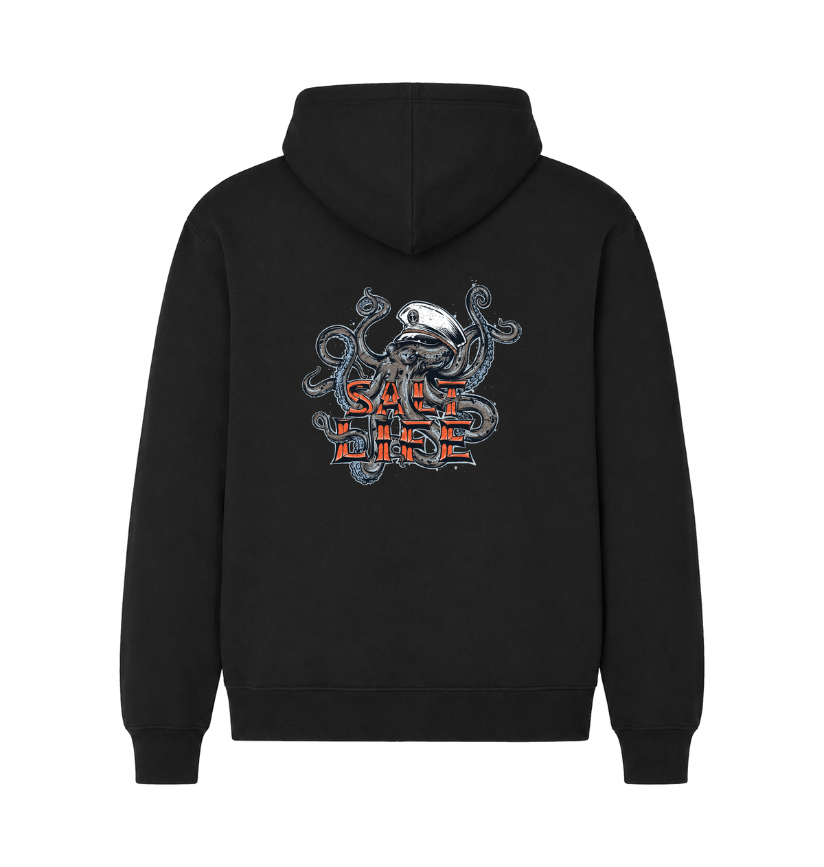Black Printed Hoody Back