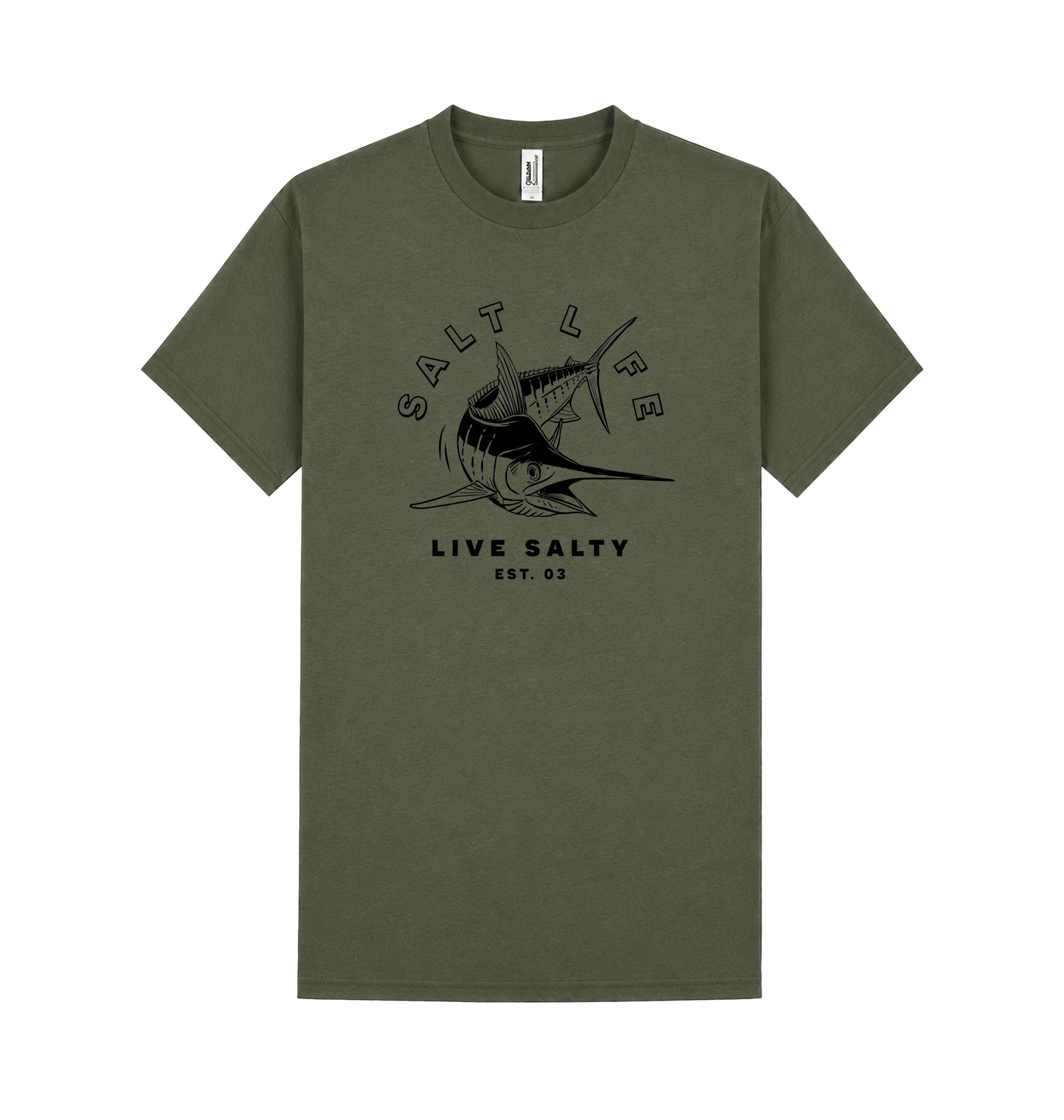 Military Green Printed T-shirt Front