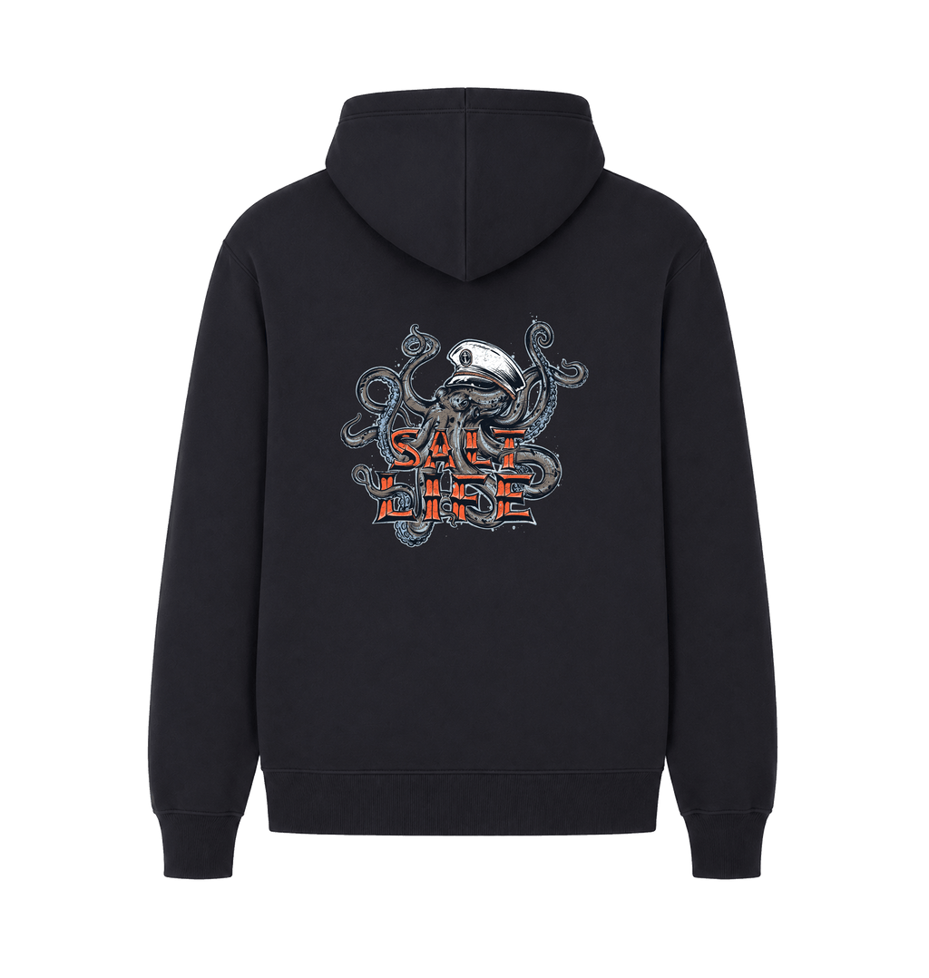 Navy Printed Hoody Back