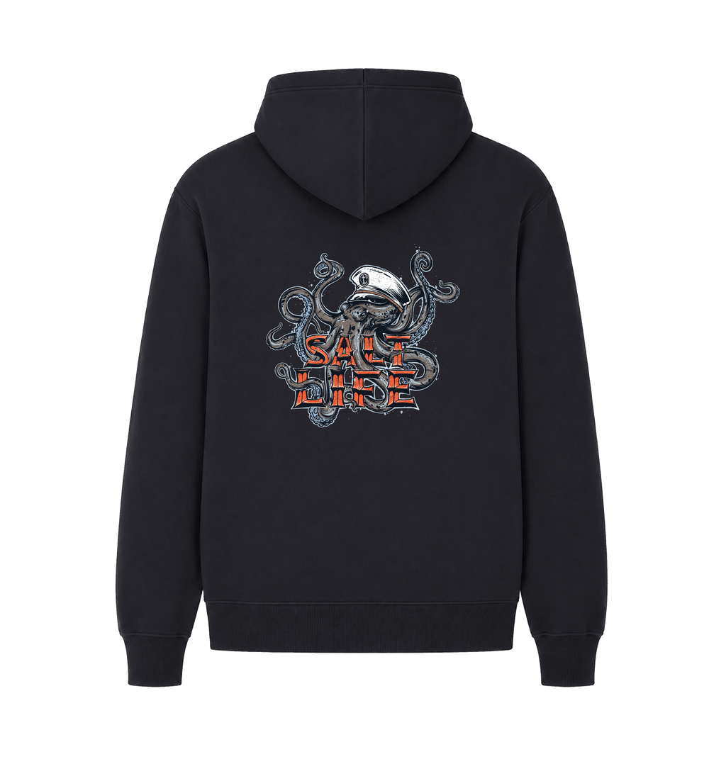 Navy Printed Hoody Back