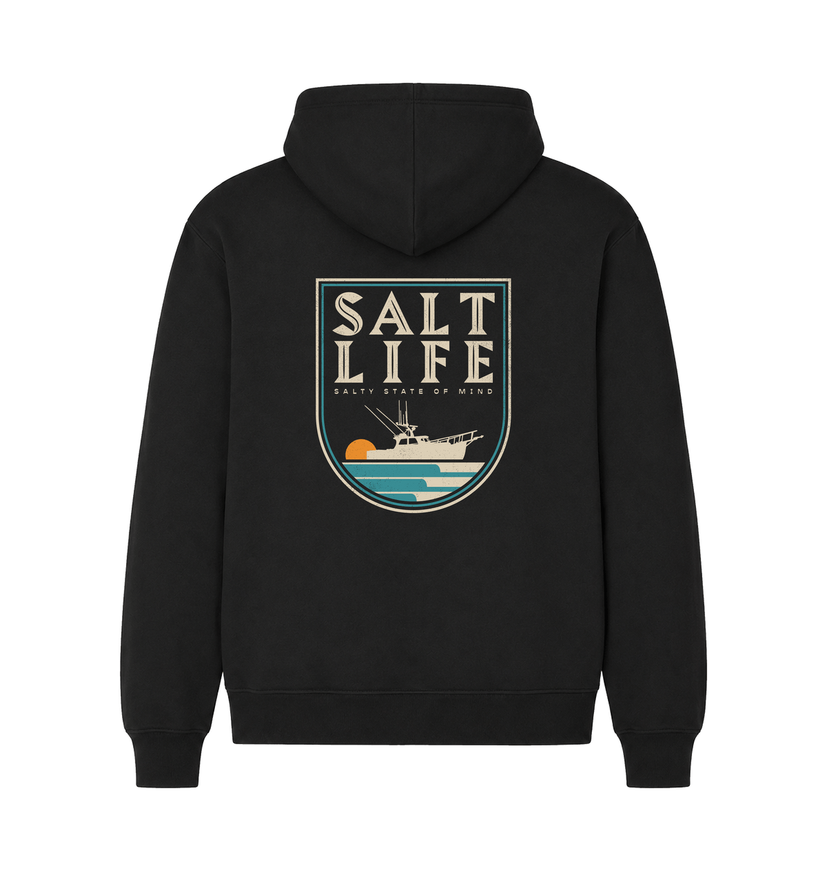 Black Printed Hoody Back