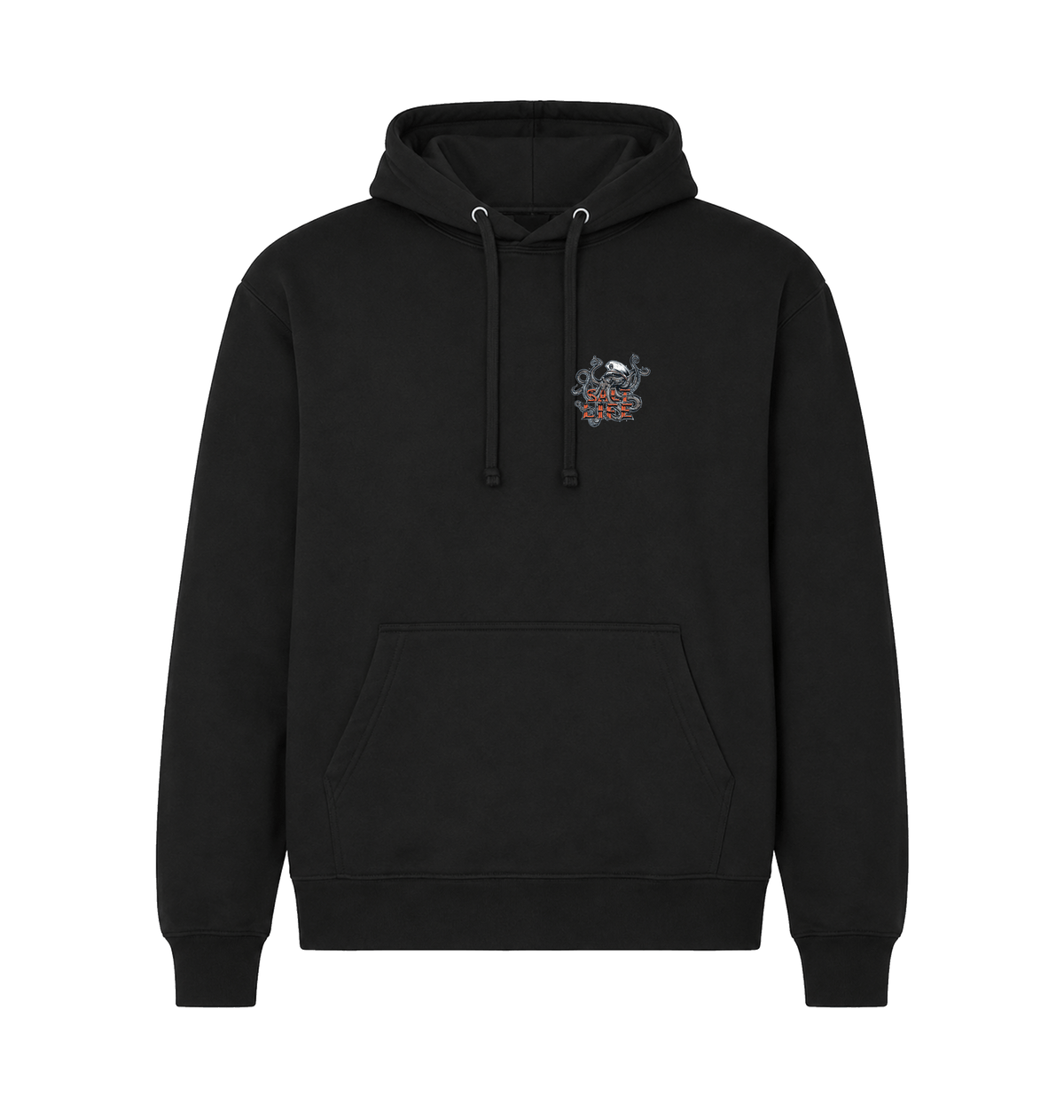 Black Printed Hoody Front
